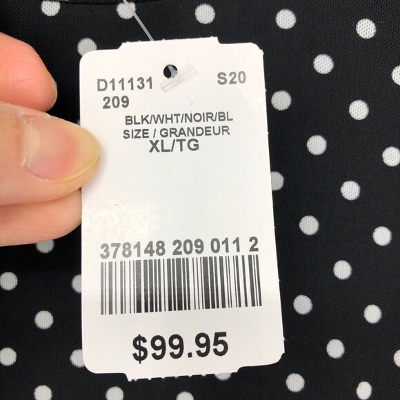 Le Chateau Black white Polka Dot short sleeve ruched NWT Dress Size XL - Picture 6 of 16